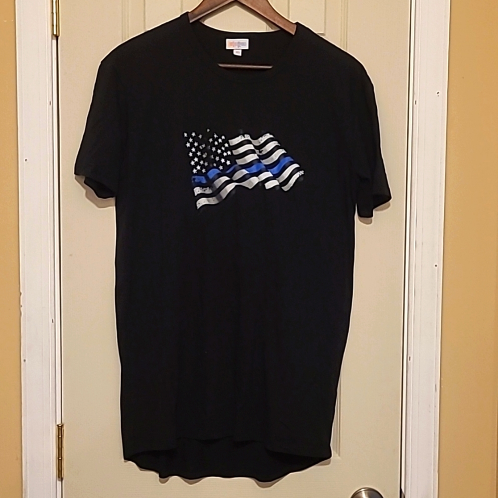 Thin blue line flag tshirt. Buttery soft. Black. Oversized XS. Back the blue.